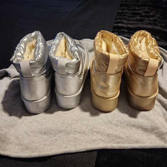 Charlotte Russe Gold And Silver Metallic Platform Boots size 10 - Picture 7 of 7